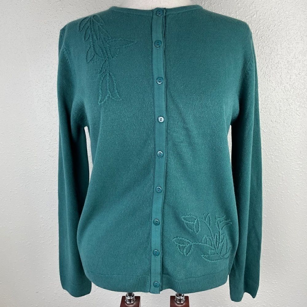 Passports Green Button Down Cardigan Size M EUC